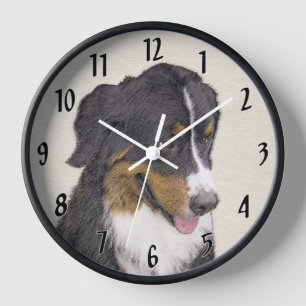 Bernese Mountain Dog Painting - Original Dog Art Clock