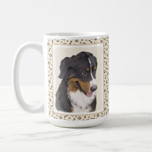 Bernese Mountain Dog Painting - Original Dog Art Coffee Mug (Left)