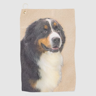 Bernese Mountain Dog Painting - Original Dog Art Golf Towel