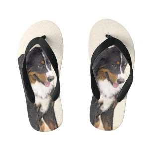 Bernese Mountain Dog Painting - Original Dog Art Kid's Flip Flops