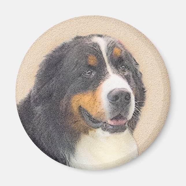 Bernese Mountain Dog Painting - Original Dog Art Magnet (Front)