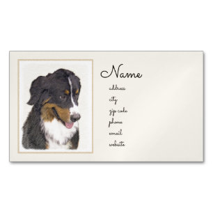 Bernese Mountain Dog Painting - Original Dog Art Magnetic Business Card
