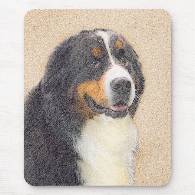 Bernese Mountain Dog Painting - Original Dog Art Mouse Mat (Front)