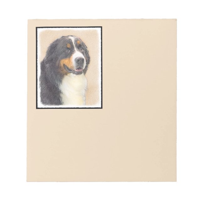 Bernese Mountain Dog Painting - Original Dog Art Notepad (Front)