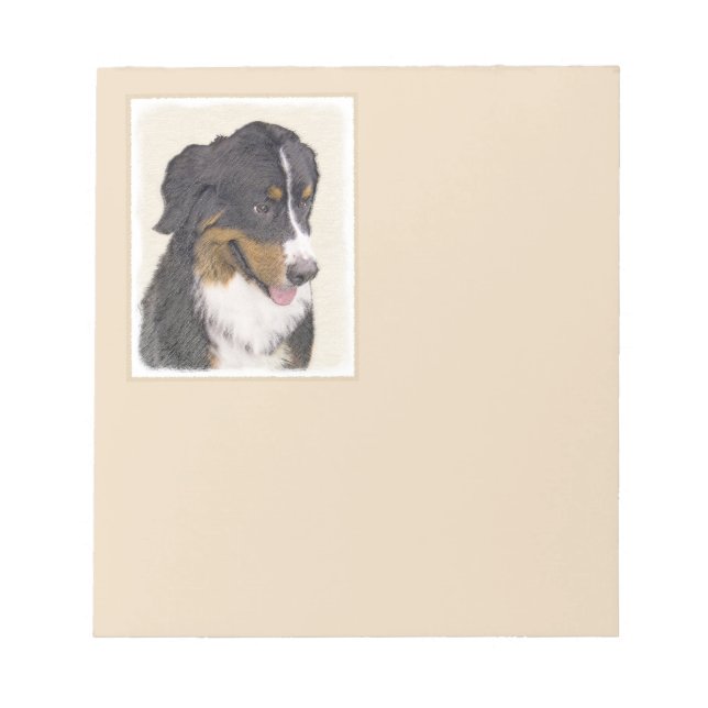 Bernese Mountain Dog Painting - Original Dog Art Notepad (Front)