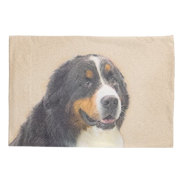 Bernese Mountain Dog Painting - Original Dog Art Pillowcase (Back)