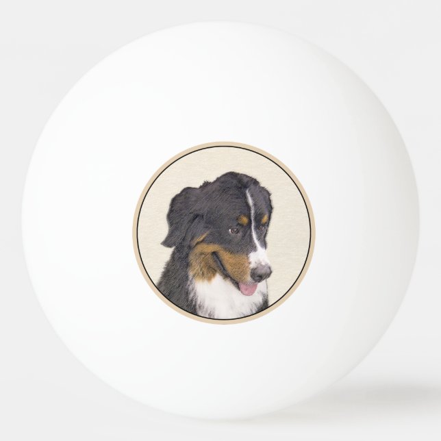 Bernese Mountain Dog Painting - Original Dog Art Ping Pong Ball (Front)