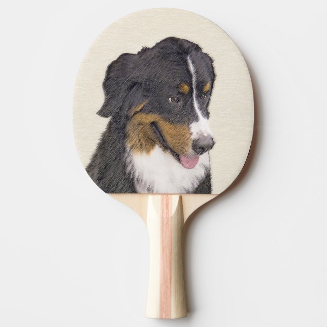 Bernese Mountain Dog Painting - Original Dog Art Ping Pong Paddle (Front)