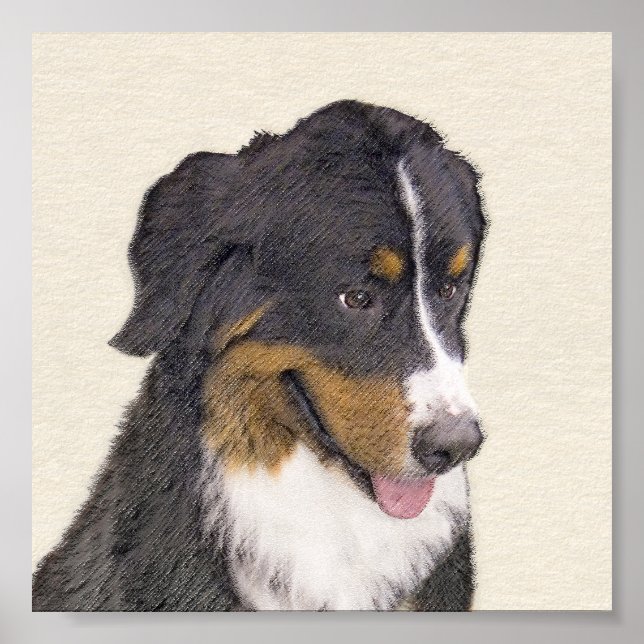 Bernese Mountain Dog Painting - Original Dog Art Poster (Front)