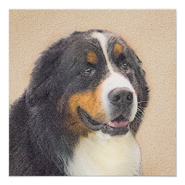Bernese Mountain Dog Painting - Original Dog Art Poster (Front)