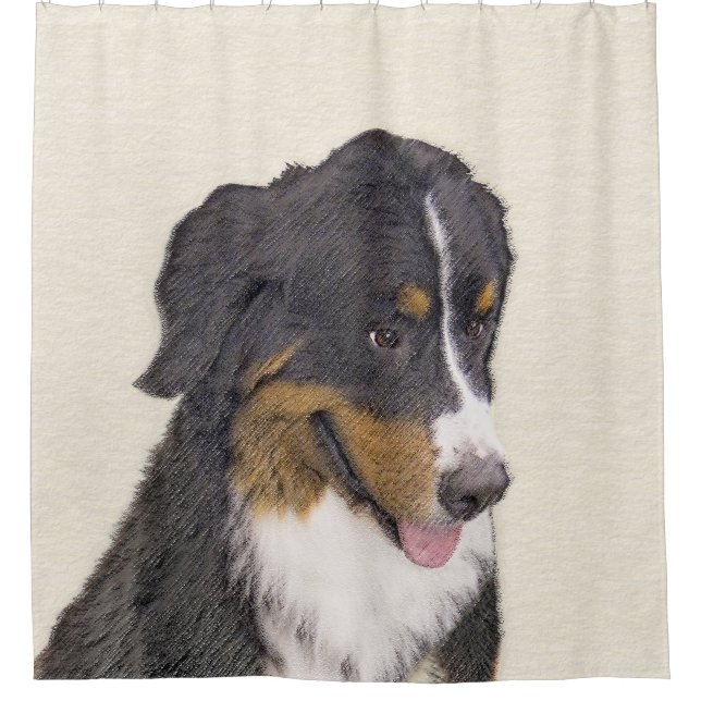 Bernese Mountain Dog Painting - Original Dog Art Shower Curtain (Front)
