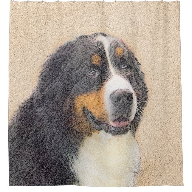 Bernese Mountain Dog Painting - Original Dog Art Shower Curtain (Front)