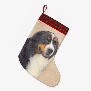 Bernese Mountain Dog Painting - Original Dog Art Small Christmas Stocking