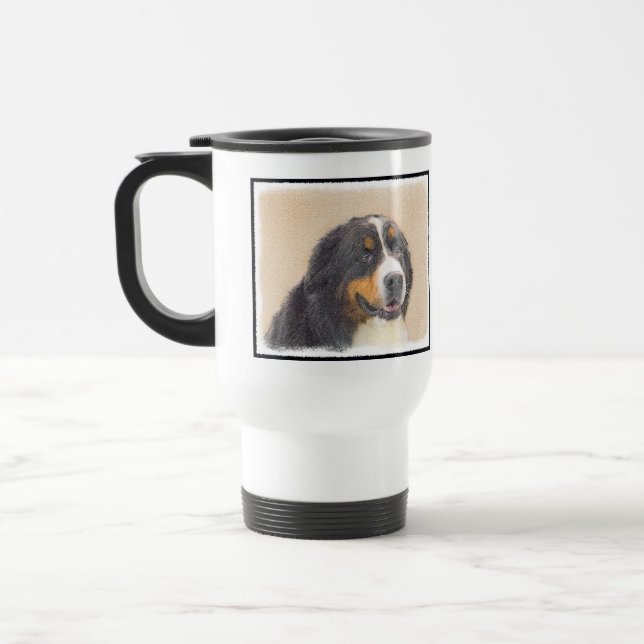 Bernese Mountain Dog Painting - Original Dog Art Travel Mug (Left)