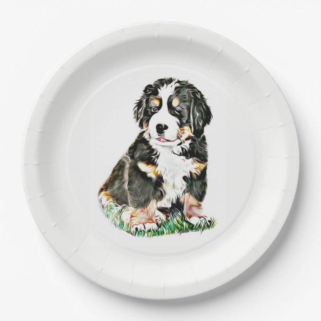 Bernese Mountain Dog Paper Plate (Front)