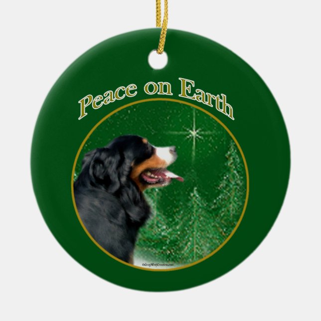 Bernese Mountain Dog Peace Ceramic Tree Decoration (Front)