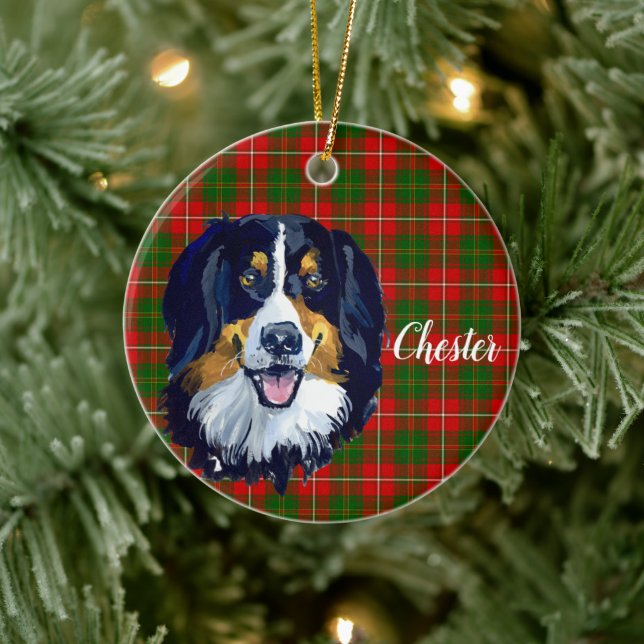 Bernese Mountain  Dog Personalised Ceramic Tree Decoration (Tree)