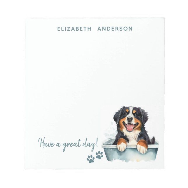 Bernese Mountain Dog Personalised Notepad (Front)