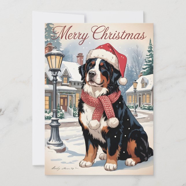 Bernese mountain dog personalized Christmas  Holiday Card (Front)