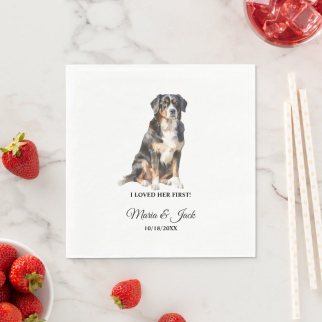 Bernese Mountain Dog Pet Cocktail Wedding  Napkin (Insitu)