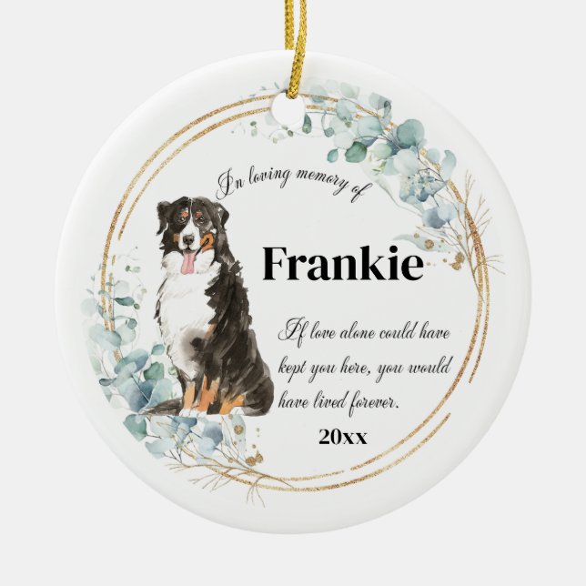 Bernese Mountain Dog Pet Memorial  Ceramic Tree Decoration (Front)