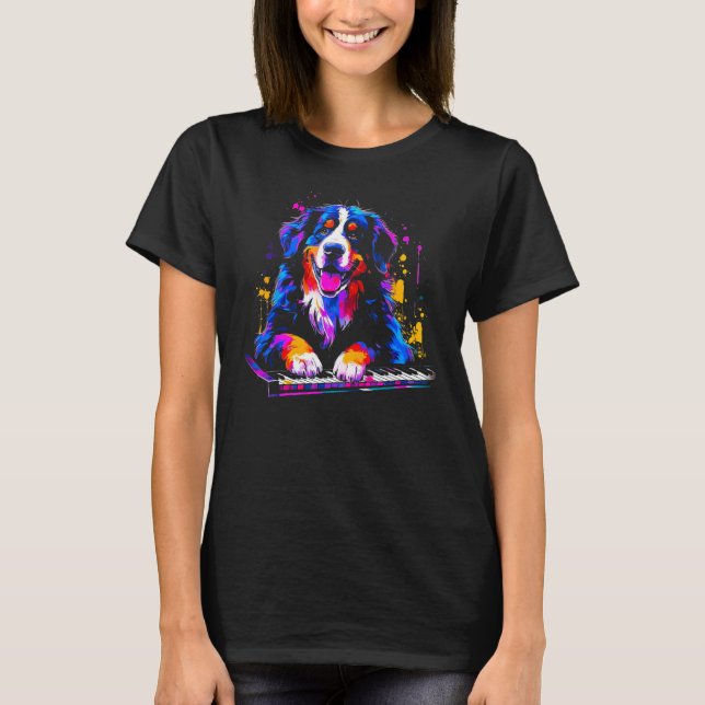 Bernese Mountain Dog Pianist T-Shirt (Front)