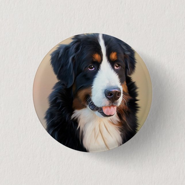 Bernese Mountain Dog Portrait 3 Cm Round Badge (Front)