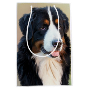 Bernese Mountain Dog Portrait Medium Gift Bag