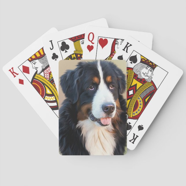 Bernese Mountain Dog Portrait Playing Cards (Back)