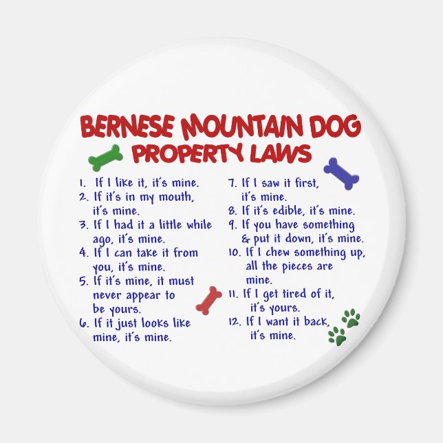 BERNESE MOUNTAIN DOG Property Laws 2 Magnet (Front)