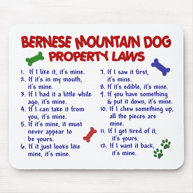 BERNESE MOUNTAIN DOG Property Laws 2 Mouse Mat (Front)