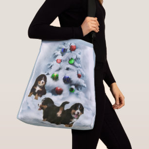 Bernese Mountain Dog Puppies Christmas Crossbody Bag