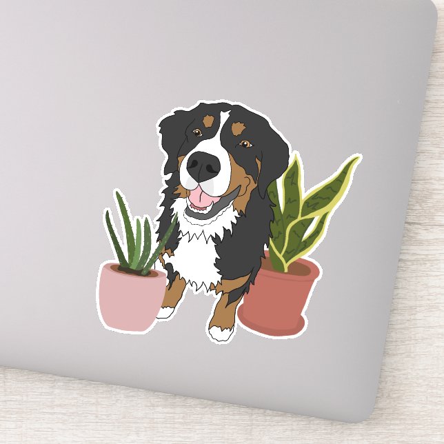 Bernese Mountain Dog Puppy And Plants (Detail)