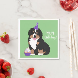 Bernese Mountain Dog Puppy Birthday  Napkin