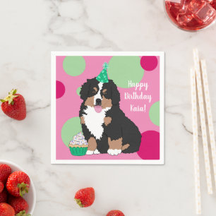Bernese Mountain Dog Puppy Birthday Napkin
