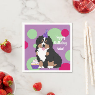 Bernese Mountain Dog Puppy Birthday Napkin