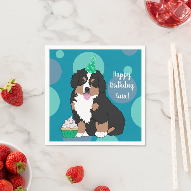 Bernese Mountain Dog Puppy Birthday Napkins (Insitu)