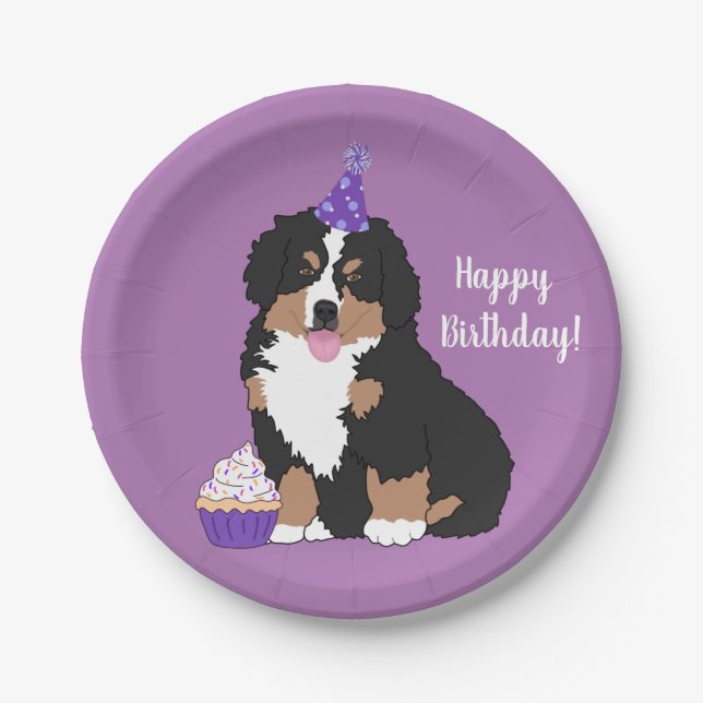 Bernese Mountain Dog Puppy Birthday   Paper Plate (Front)
