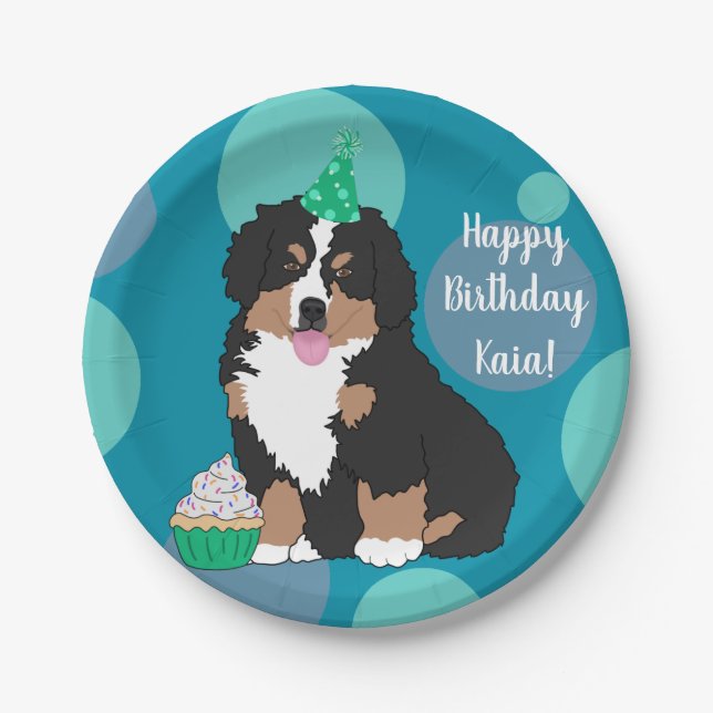 Bernese Mountain Dog Puppy Birthday  Paper Plate (Front)