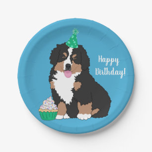 Bernese Mountain Dog Puppy Birthday Paper Plate