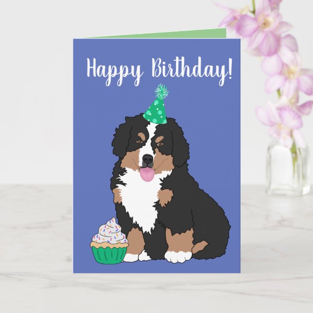 Bernese Mountain Dog Puppy Card (Orchid)