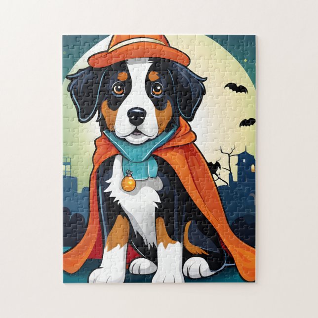 Bernese Mountain Dog Puppy Halloween Jigsaw Puzzle (Vertical)