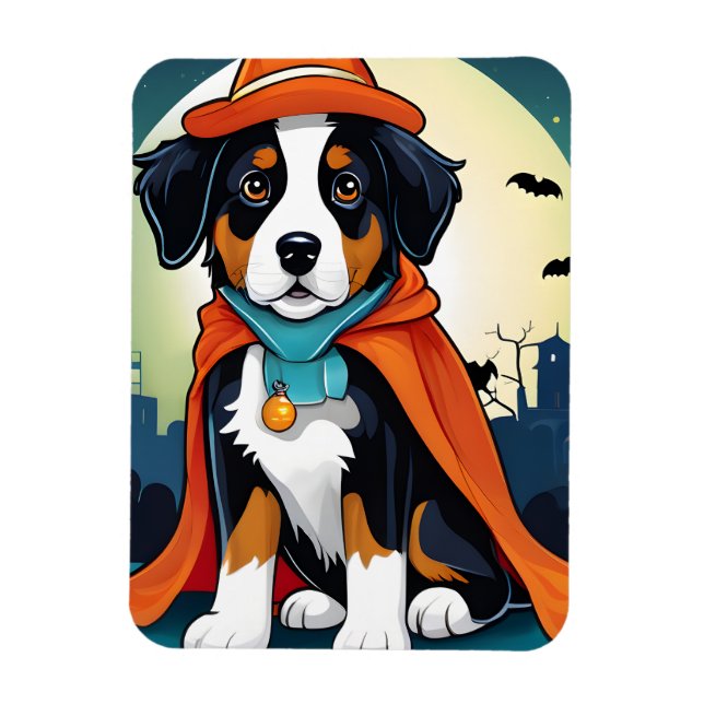 Bernese Mountain Dog Puppy Halloween Magnet (Vertical)