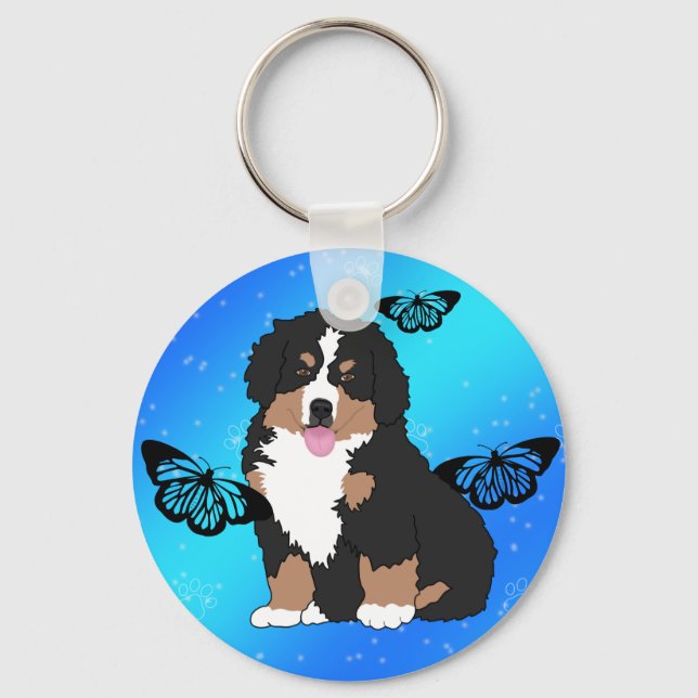 Bernese Mountain Dog Puppy  Keychain (Front)