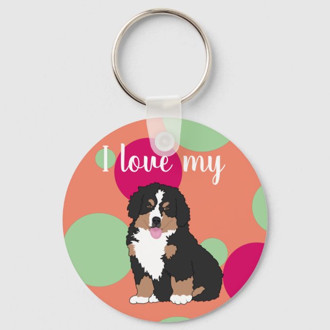 Bernese Mountain Dog Puppy  Keychain (Front)