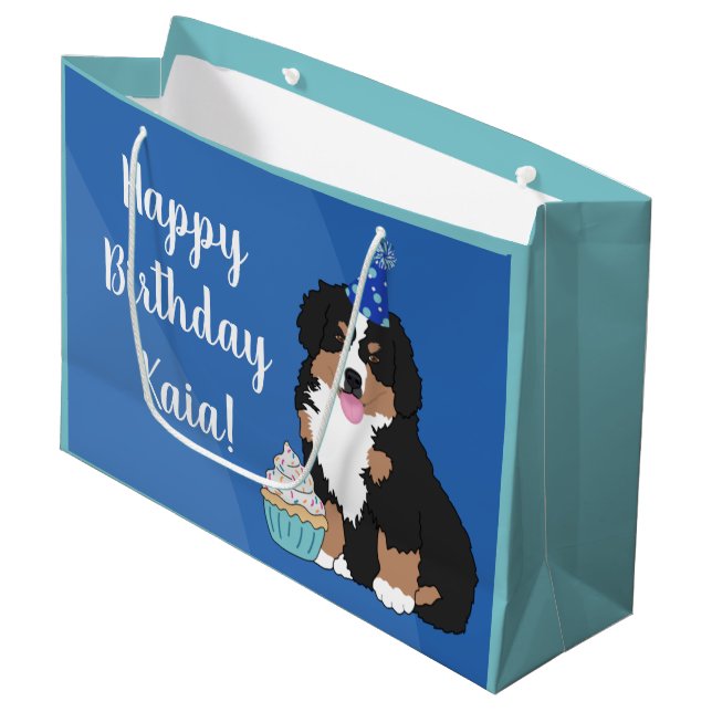 Bernese Mountain Dog Puppy Large Gift Bag (Front Angled)