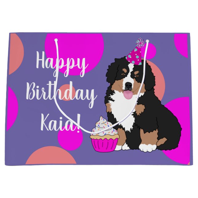 Bernese Mountain Dog Puppy  Large Gift Bag (Front)