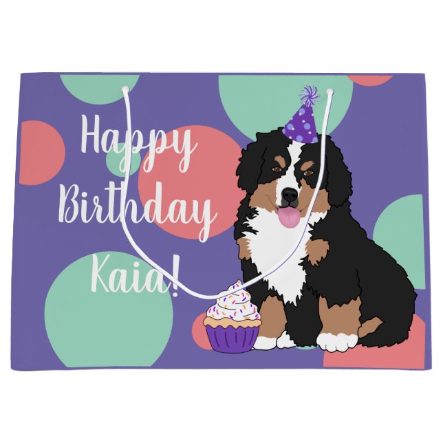 Bernese Mountain Dog Puppy  Large Gift Bag (Front)