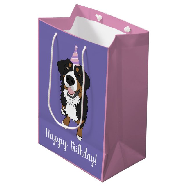 Bernese Mountain Dog Puppy  Medium Gift Bag (Front Angled)