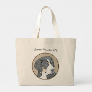 Bernese Mountain Dog Puppy Painting Cute Pet Art Large Tote Bag